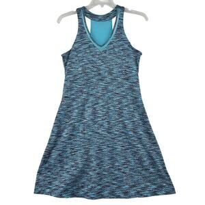 MPG Athletic Racerback Dress Size L Blue Wave Print Sundress Shelf Bra Pockets